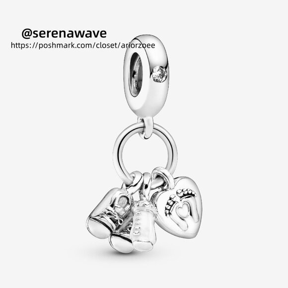 Pandora Baby Bottle & Shoes Dangle Charm - Picture 1 of 6